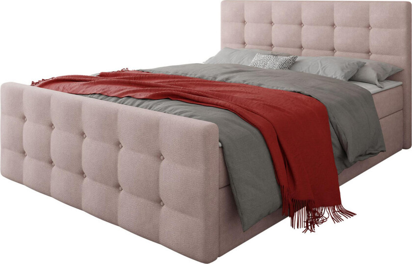 Milano Kontinentalseng 180x200 cm med Sengegavl - Rosa
