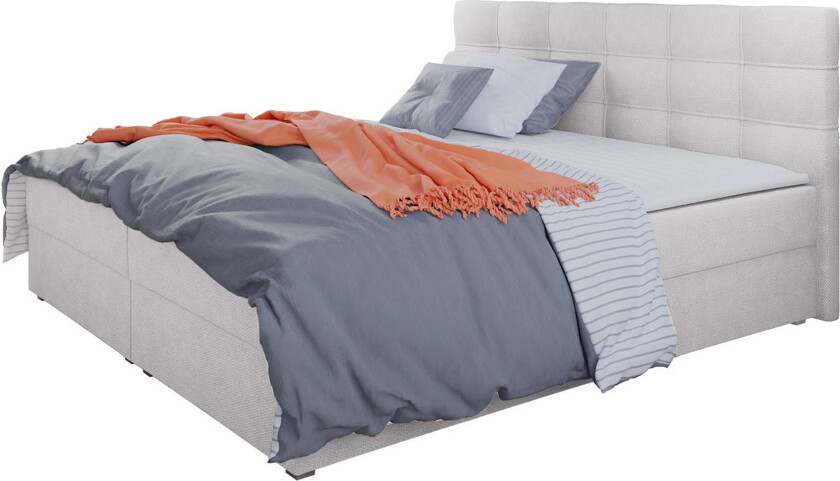 Alvito Kontinentalseng 140x200 cm med Sengegavl - Lysegrå