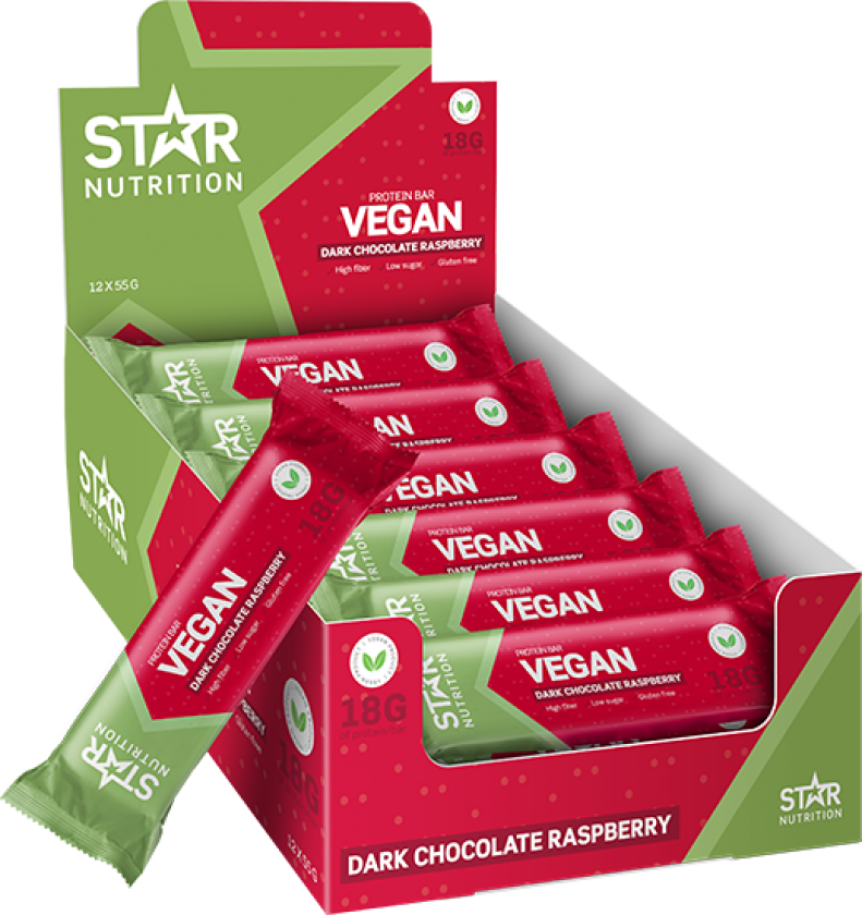 12 x Star Nutrition Vegan Protein bar, 55 g