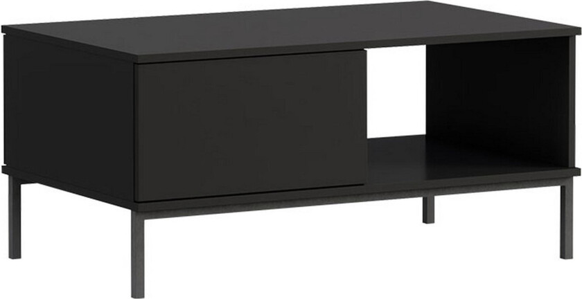 Querty Sofabord 100 cm med Oppbevaring Hylle + Skuff - Svart