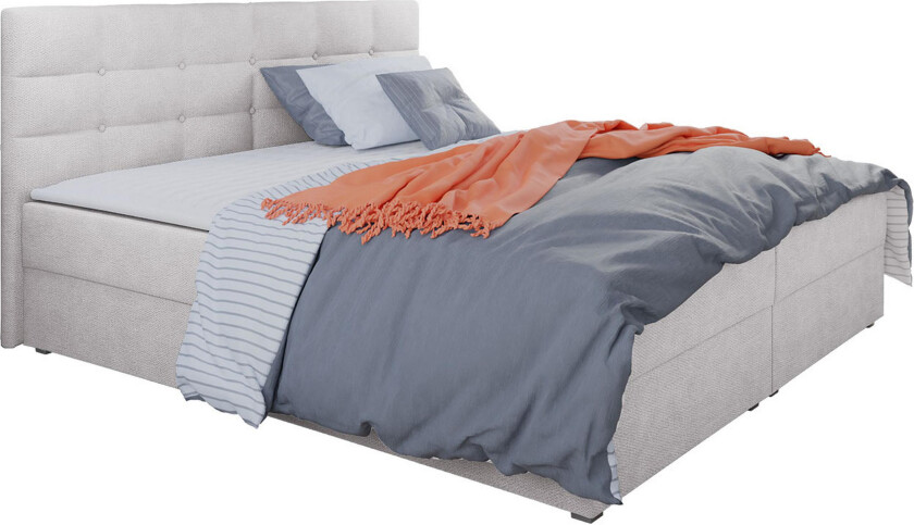 Alvito Kontinentalseng 140x200 cm med Sengegavl - Lysegrå