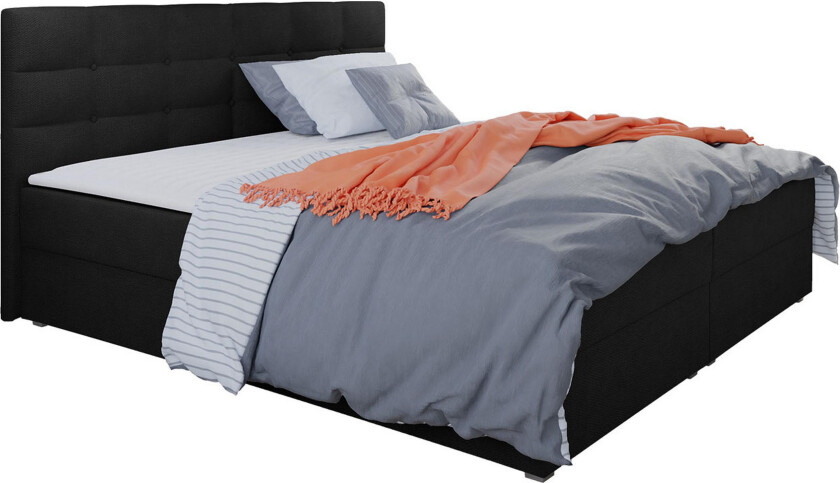 Alvito Kontinentalseng 140x200 cm med Sengegavl - Svart