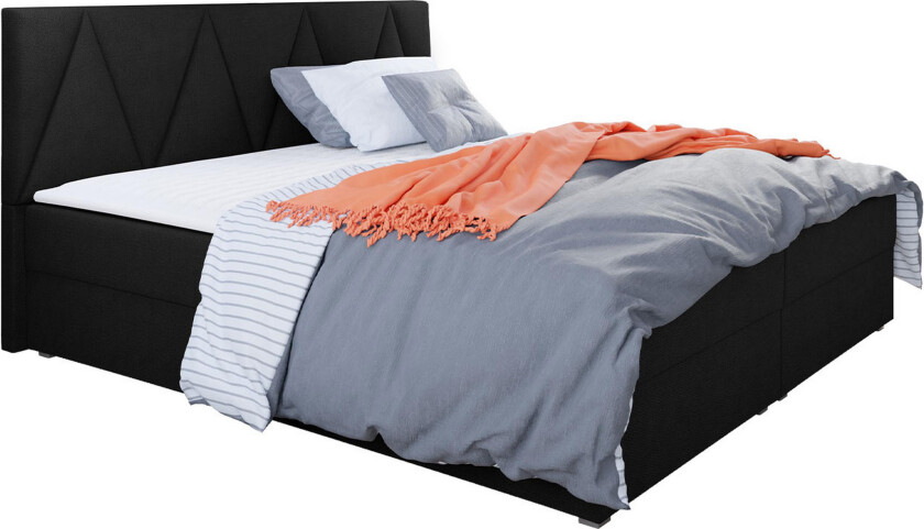 Alvito Kontinentalseng 140x200 cm med Sengegavl - Svart