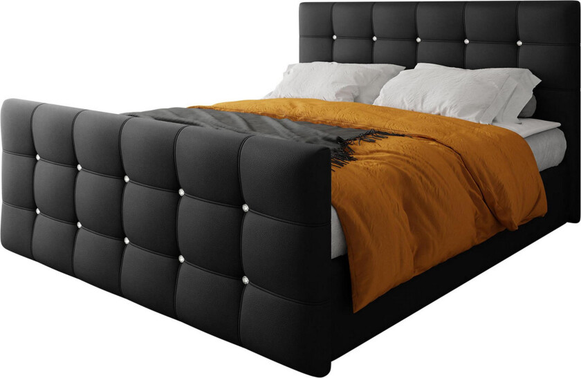 Kleos Kontinentalseng 160x200 cm med Sengegavl - Mørkegrå