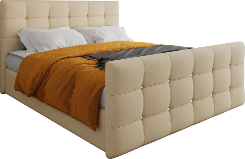 Kleos Kontinentalseng 140x200 cm med Sengegavl - Beige