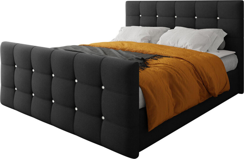 Kleos Kontinentalseng 160x200 cm med Sengegavl - Svart