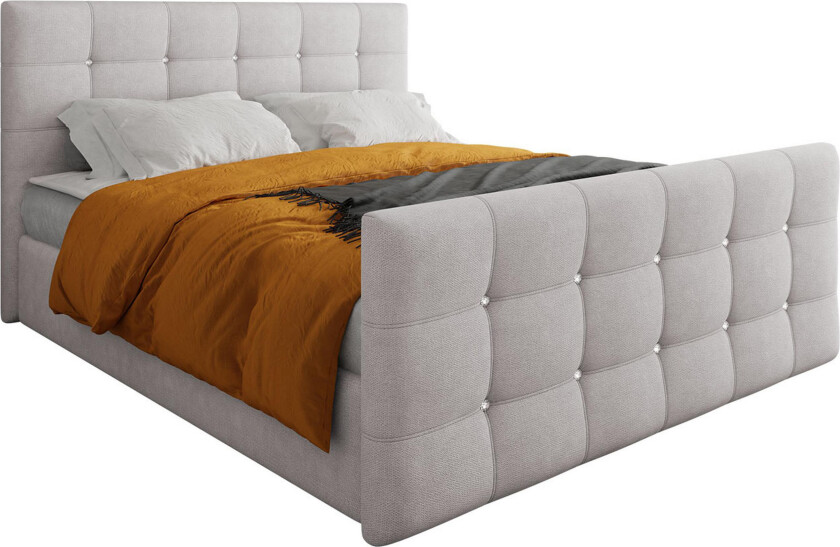 Kleos Kontinentalseng 140x200 cm med Sengegavl - Lysegrå