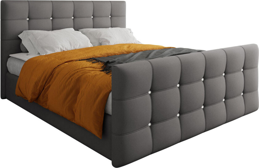 Kleos Kontinentalseng 160x200 cm med Sengegavl - Grå