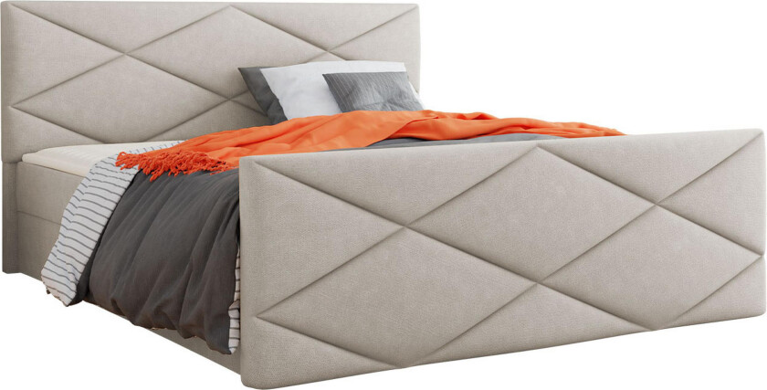 Milano Kontinentalseng 160x200 cm med Sengegavl - Beige