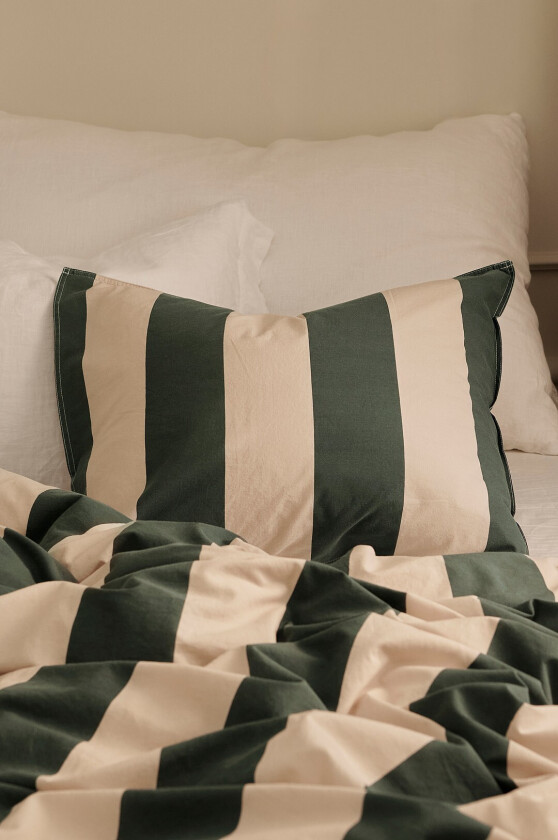 Putetrekk Rania Block Stripe i vintagevasket bomull - Flerfarget
