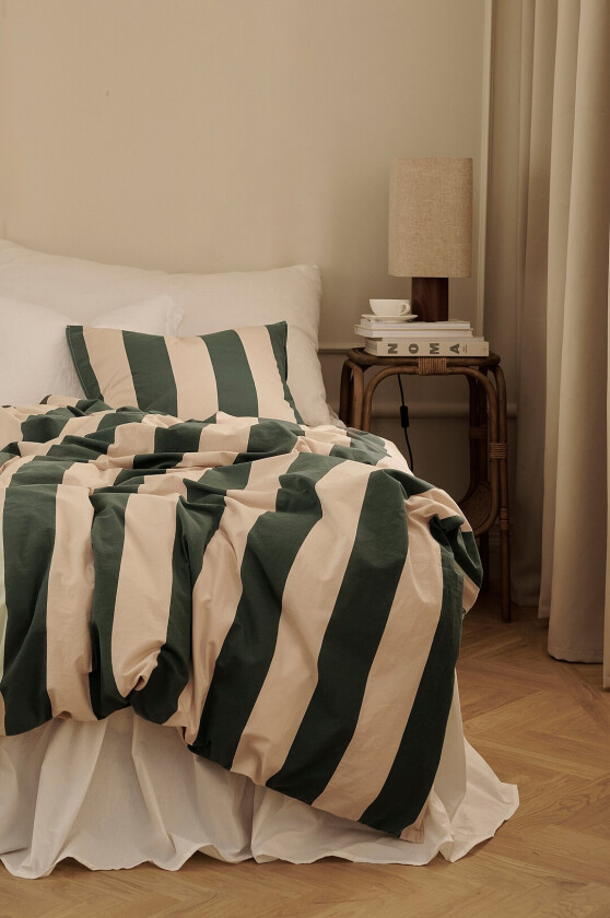Sengesett Rania Block Stripe i vintagevasket bomull - Flerfarget