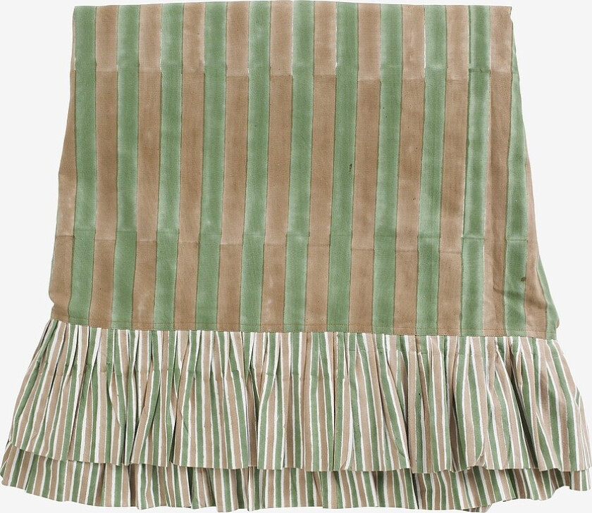 Rund duk med volang Jaipur Stripe - Grønn