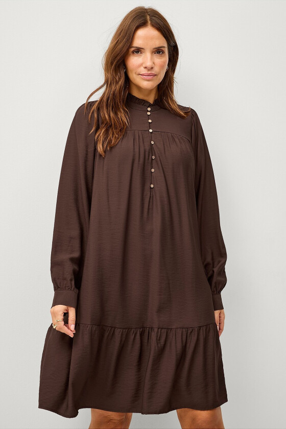 Kjole mPerle L/S Abk Dress - Brun