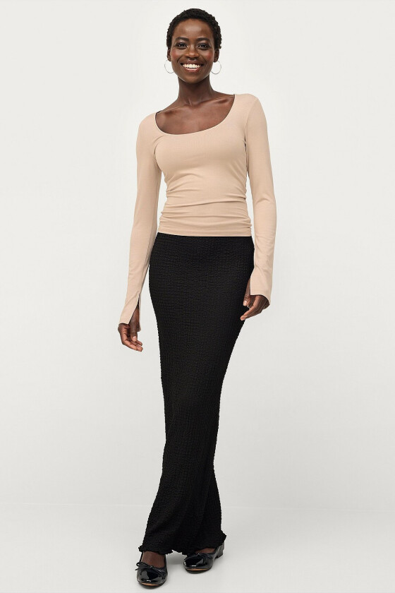 Maxi skjørt Textured Maxi Skirt - Svart