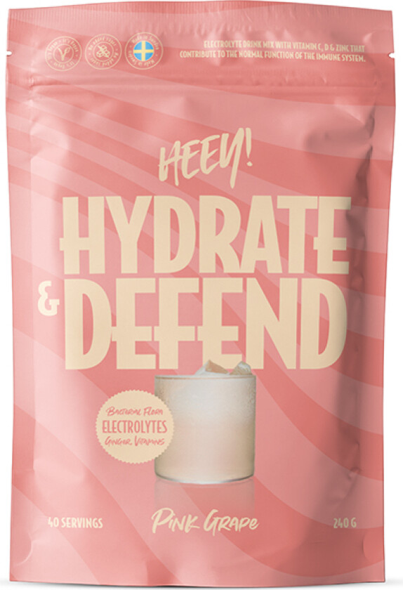 Hydrate & Defend Electrolytes + Probiotics Rosa grapefrukt 240g