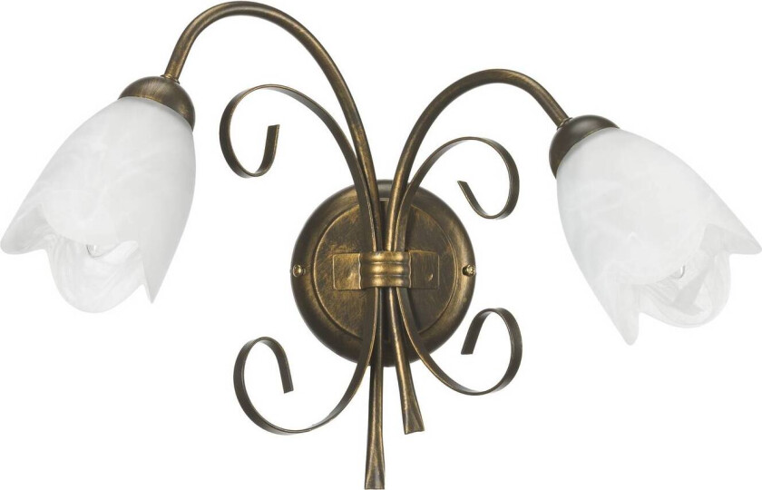 Odino vegglampe, 2 lyskilder, bronsefarget, metall, glass