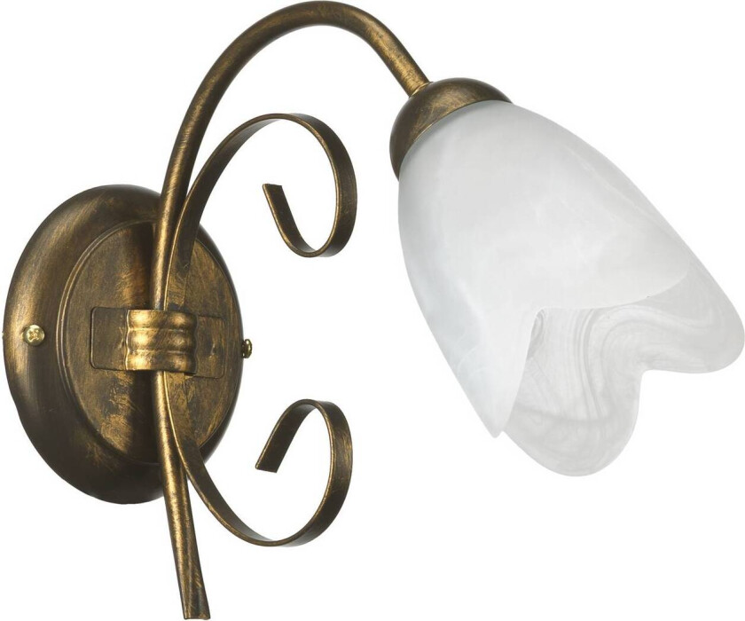 Odino vegglampe, 1 lyskilde, bronsefarget, metall, glass