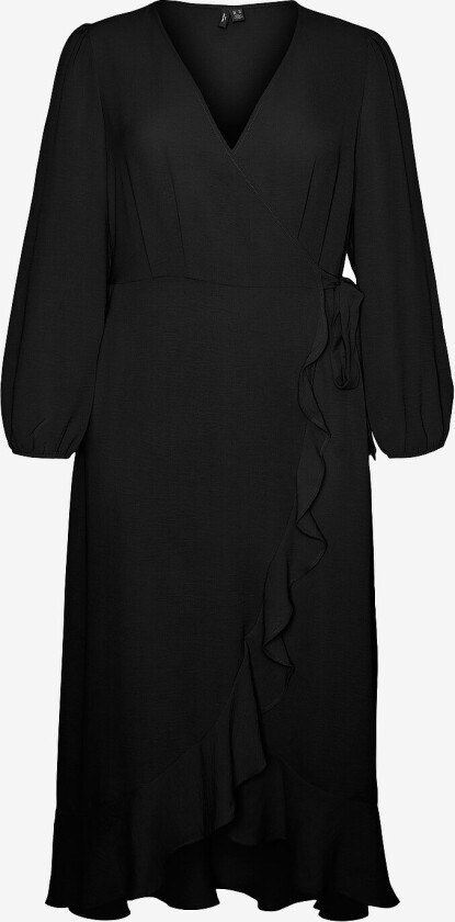 Maxikjole vmcAlva 7/8 Wrap Dress Wvn GA Cur - Svart