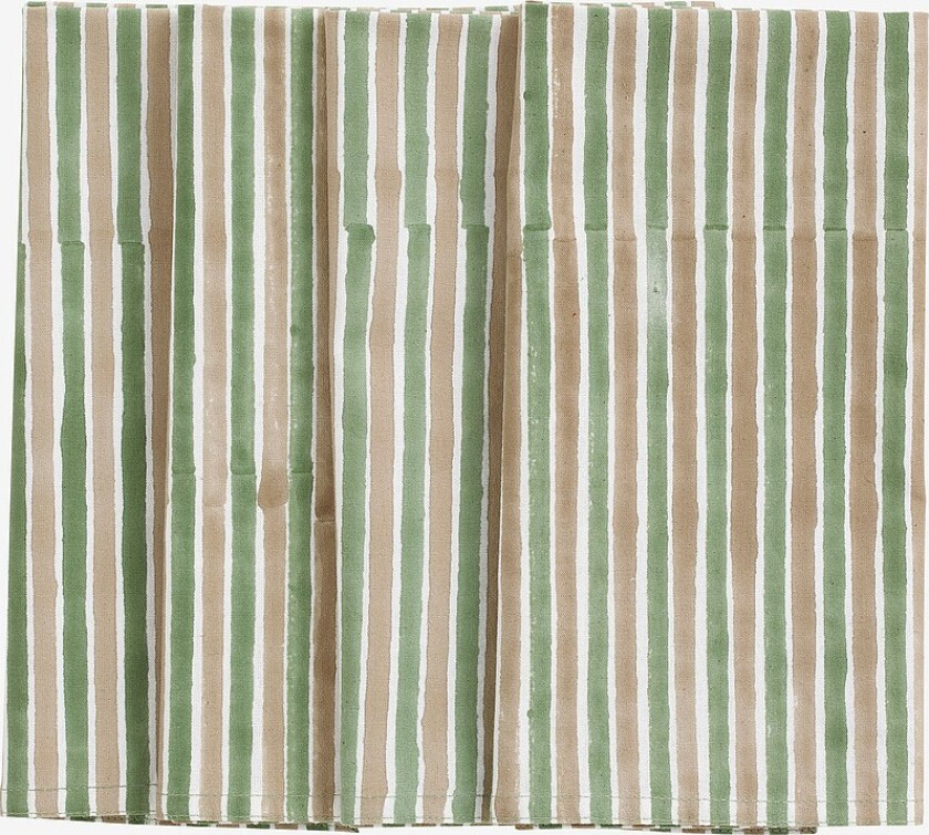 Servietter Stripe MULTI, sett med 4 stk. - Grønn