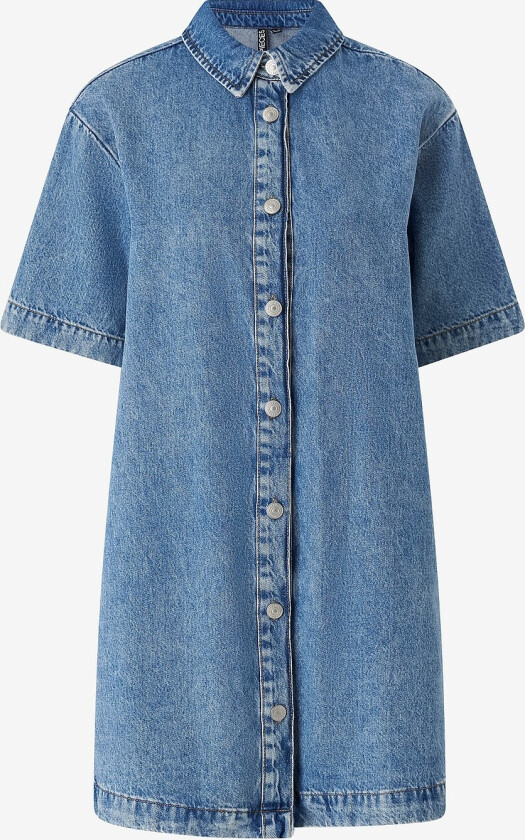 Skjortekjole pcKate SS A-shape Denim Dress - Blå