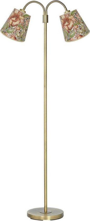 gulvlampe Amy Cia Theo, farget/messing, 150 cm, 2 lyskilder.