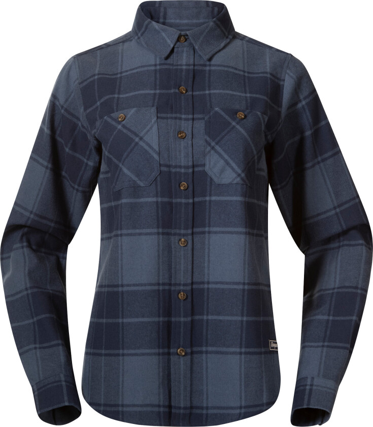 Bilde av Bergans Women's Nordmarka Flannel Shirt Granite Blue/navy Blue Check