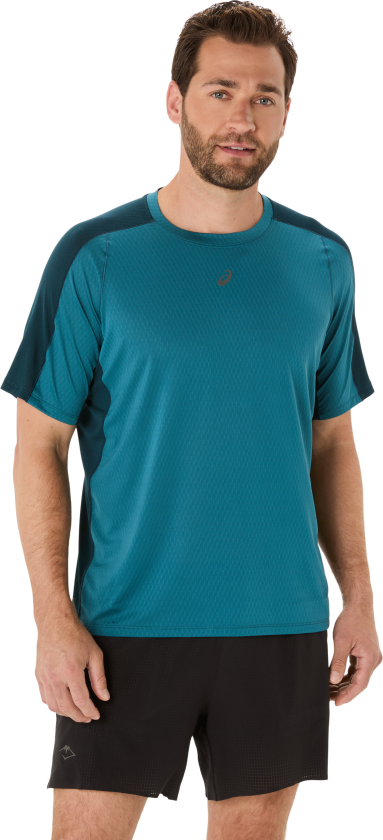 Asics Men's Fujitrail Elite Ss Top Atlantis Blue/saxon Green