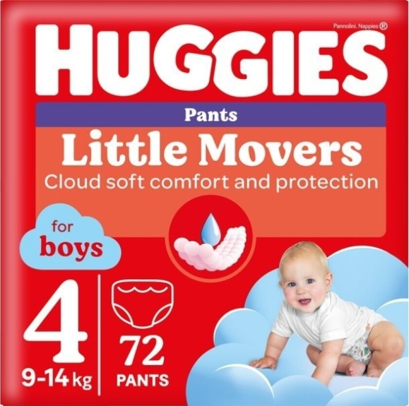 Diapers-Panties Little Movers, Boys, Size 4, 9-14Kg, 72 Pcs., 2659121