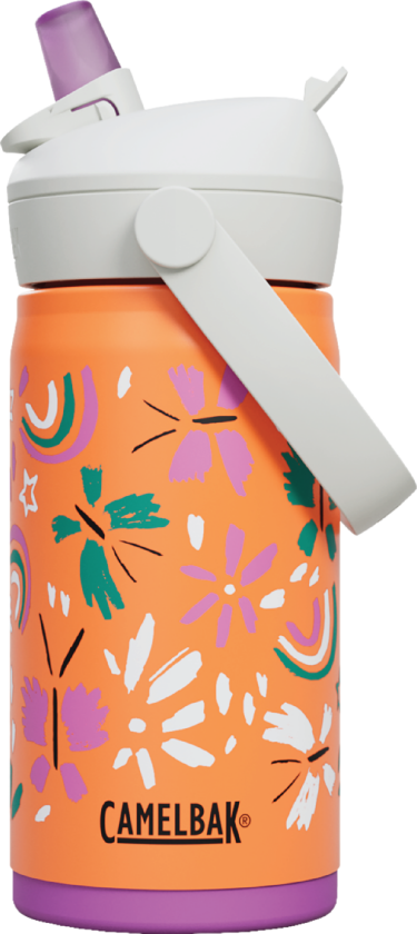 Thrive Flip Straw Kids Insulated Drikkeflaske, Butterfly Rainbow, 0,35 L