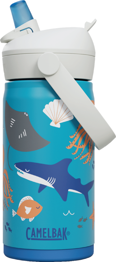 Thrive Flip Straw Kids Insulated Drikkeflaske, Ocean Life, 0,35 L