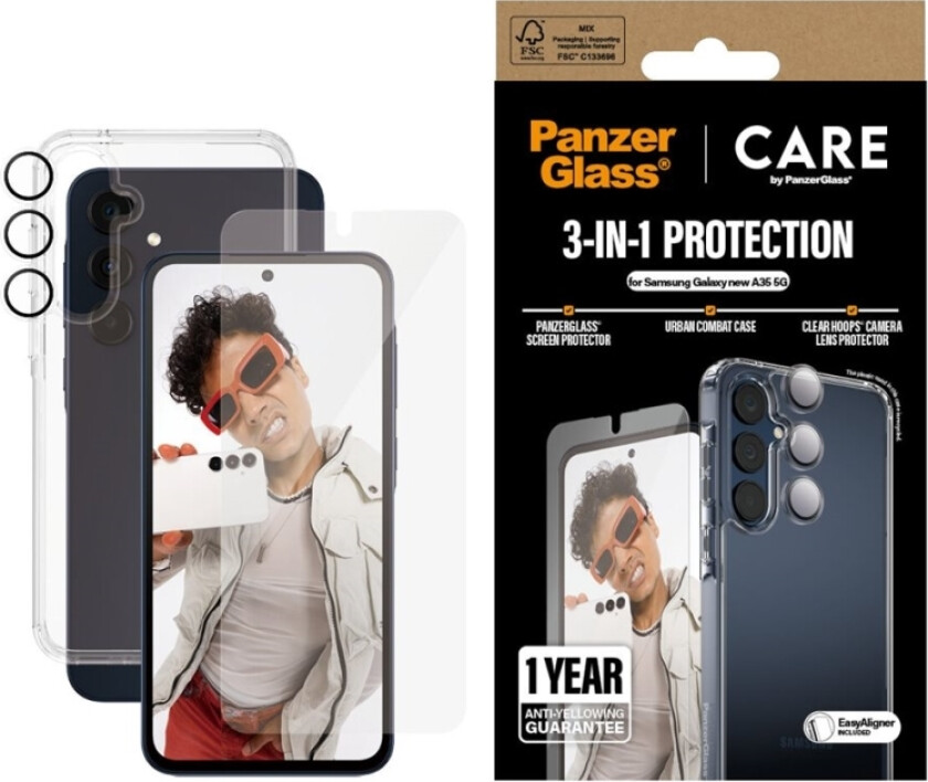 Care By Panzerglass Flagship 3In1 Protective Kit Case+Glass+Lens For Samsung Galaxy A36 5G