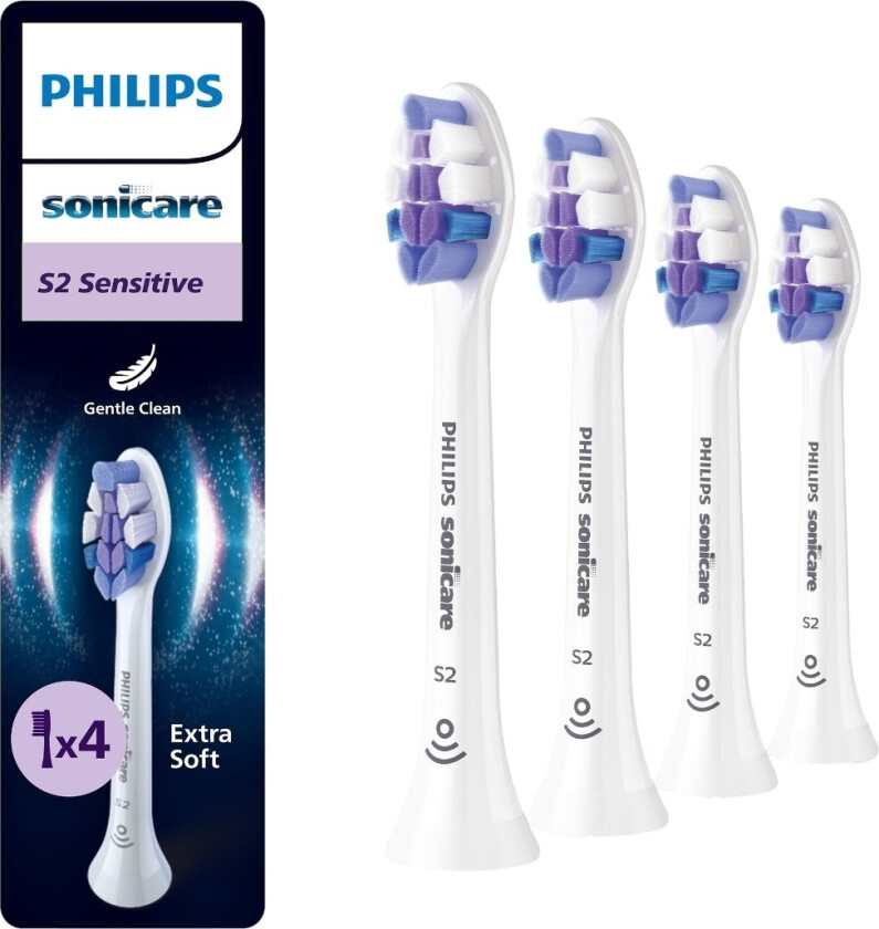 HX6054/87 Sensitive børstehoder, white, 4-pakk