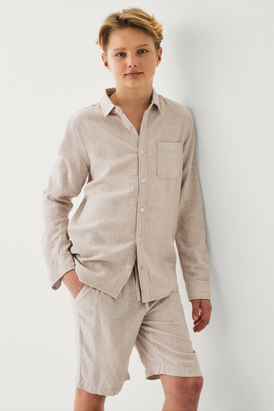 Shorts i lin Melker - Beige