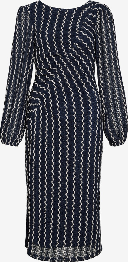 Midikjole viEllen O-neck L/s - Blå