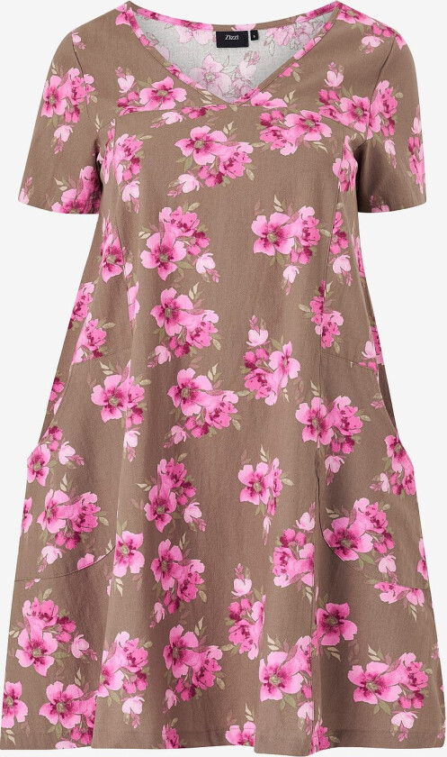 Kjole jEasy S/S Aop Abk A-shape - Brun