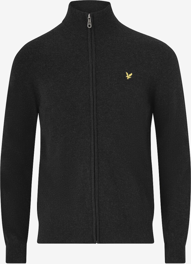 Kardigan Lambswool Blend Zip Through Cardigan - Svart