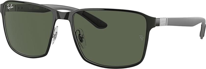 Ray-Ban Sunglasses 0RB3721 Black On Silver/Dark Green Lenses, solbriller BLACK ON SILVER