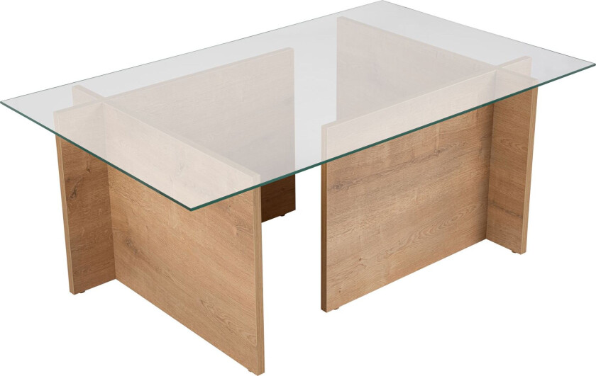 Vetrino salongbord, rektangulært - glass og honning eik melamin (105x65)