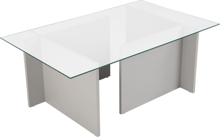 Vetrino salongbord, rektangulært - glass og grå melamin (105x65)