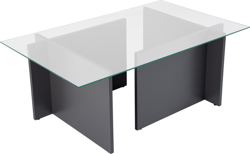 Vetrino salongbord, rektangulært - glass og antrasittgrå melamin (105x65)