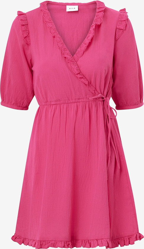 Kjole viLipa V-neck 2/4 Short Wrap Dress - Rosa