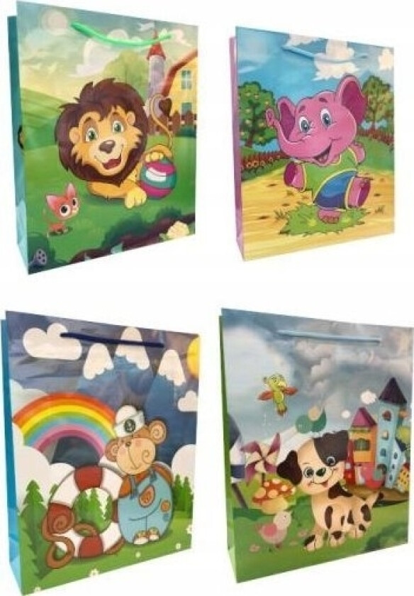 Ju-Piter Laminert Gavepose Dyr 128G 008M 28X34x9cm P12, Pris For 1 Stk.