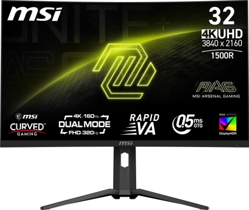 Msi Mag 321Cupdf, 80 Cm (31.5"), 3840 X 2160 Piksler, 4K Ultra Hd, Lcd, 0,5 Ms, Sort