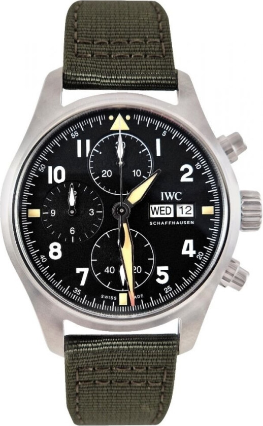 Herreklokke IW387901 Pilots Spitfire Sort/Lær Ø41 mm