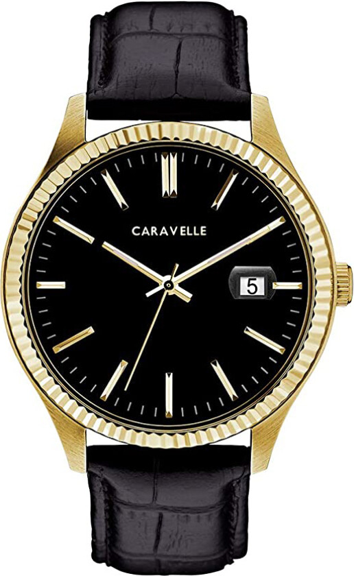 Herreklokke 44B118 Caravelle Sort/Lær Ø41 mm
