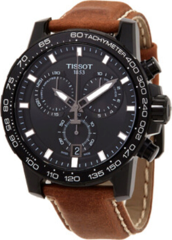 Herreklokke T125.617.36.051.01 Sort/Lær Ø45.5 mm