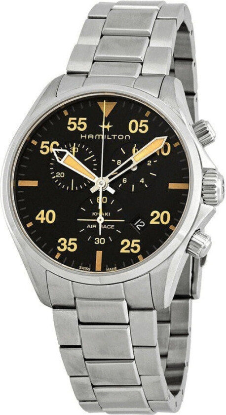 Herreklokke H76722131 Khaki Sort/Stål Ø44 mm