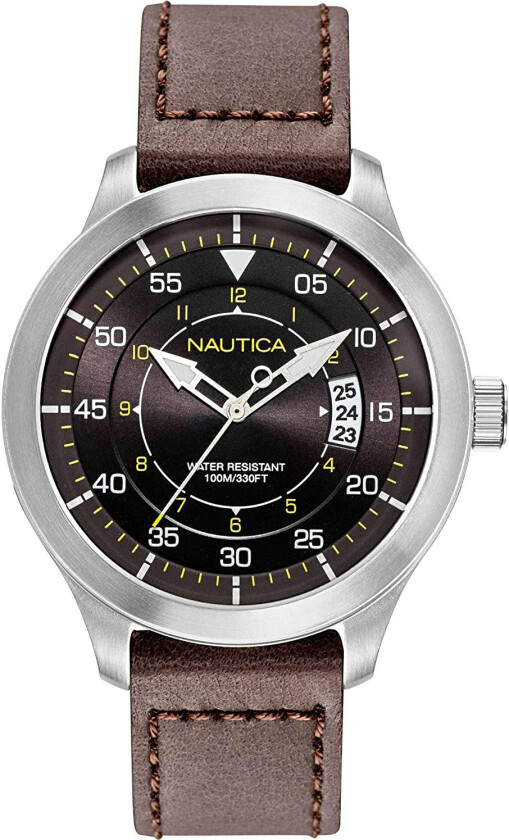 Herreklokke NAPPLP903 Brun/Lær Ø44 mm