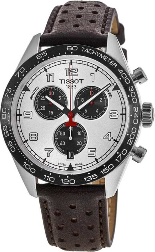 Herreklokke T131.617.16.032.00 T-Sport Sølvfarget/Lær Ø45 mm