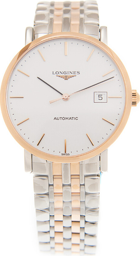 Herreklokke L4.910.5.12.7 Elegant Hvit/Rose-gulltonet stål